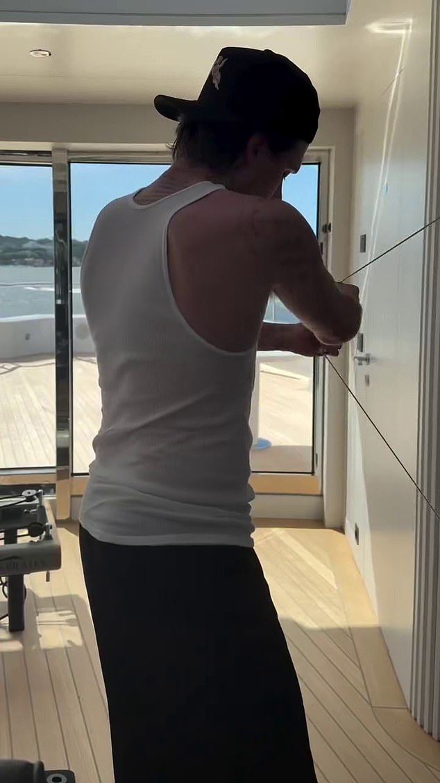 Brooklyn enjoyed a workout on the multi-million pound super Superyacht