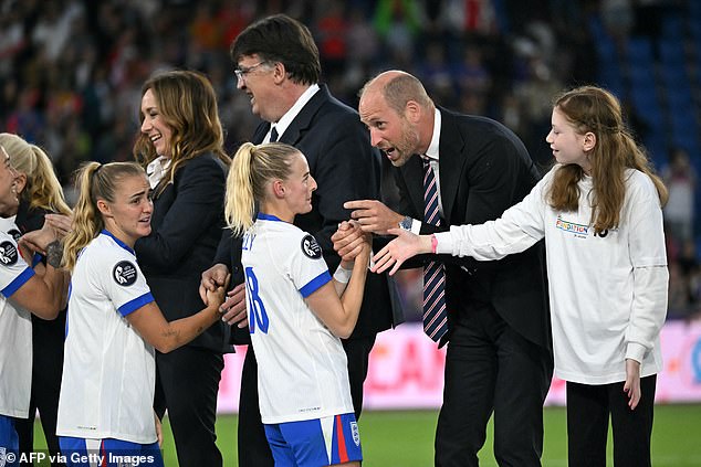 They also shook hands with Chloe Kelly, who scored the Lionesses' winning penalty