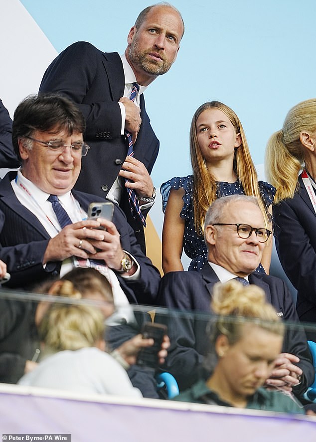 At one point, Charlotte seemed to be having a concerned discussion with her father (pictured), seemingly worried about this early setback for the Lionesses
