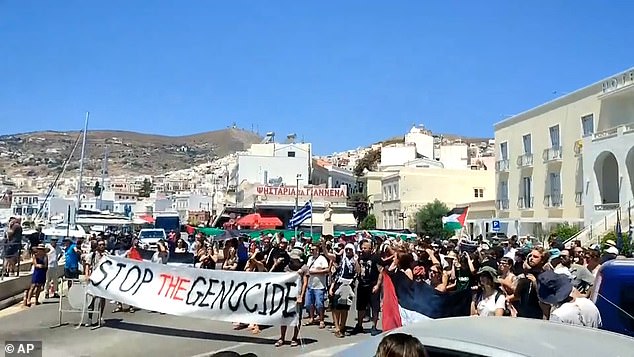 The cruise ship had been met with an anti-Israel demonstration of more than 150 protesters in Syros as it attempted to disembark for a six-hour visit on Tuesday