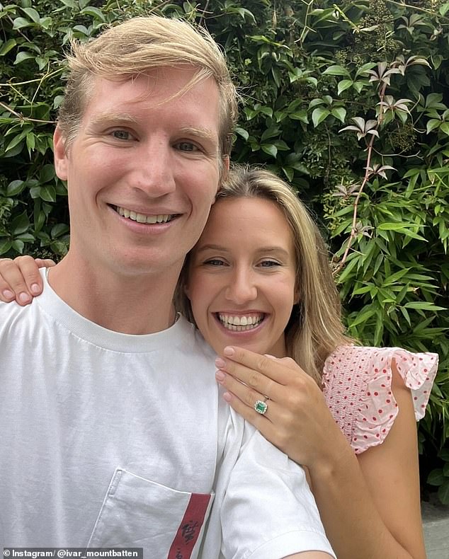 Ella and her partner Fergus Allways Wright (pictured) beamed in the photograph shared by Ivar to mark the occasion