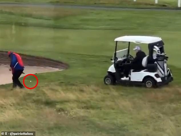 In another clip, Trump's caddie was seen dropping a ball in a favorable spot for him