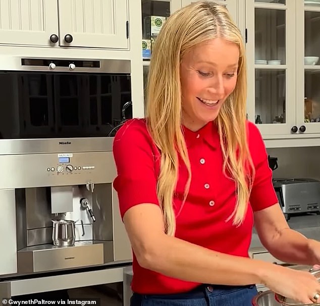 Paltrow appears to have a Gaggenau in-built coffee machine in her Amagansett kitchen, often spotted behind her in her videos to social media