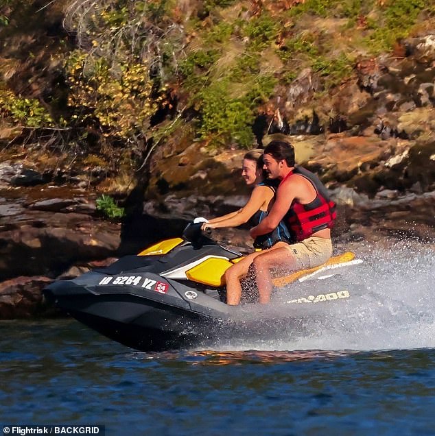 They were spotted clinging tightly to each other during their fun date as Sweeney brought him home to her family's lakefront property in Idaho