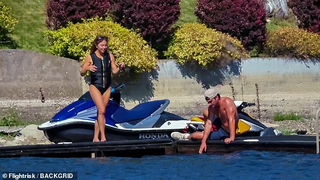This comes amid a flurry of 'woke' backlash for her recent campaign with American Eagle, but she seemed to pay no mind to the criticism and instead spent her time with her hunky friends