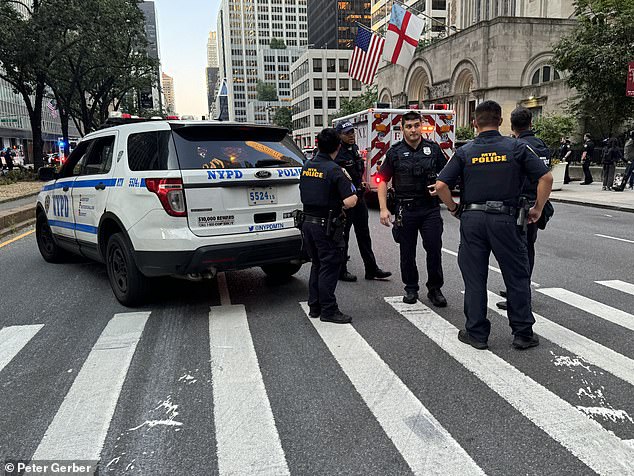 The New York Police Department urged the public to avoid the area of East 52 Street between Park Avenue and Lexington Avenue