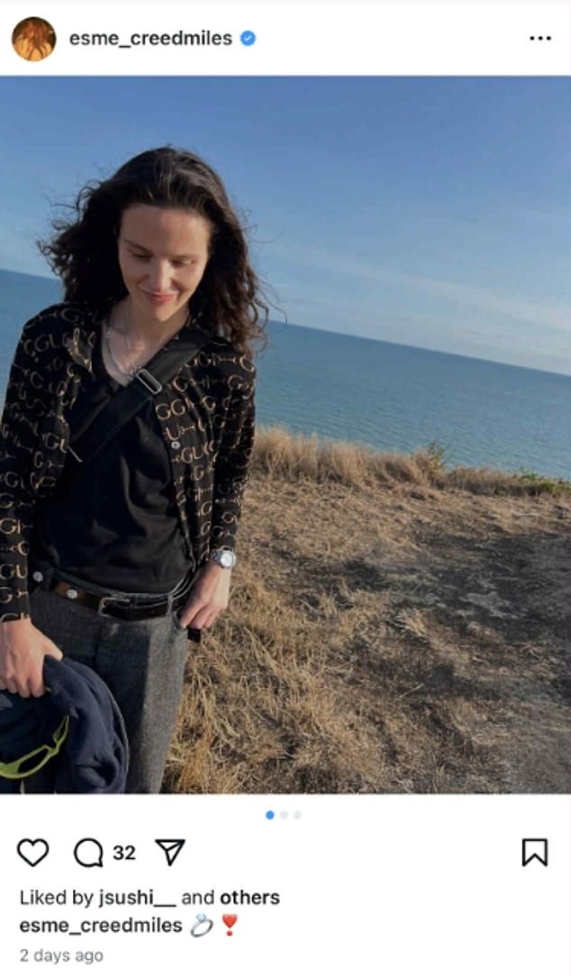 Esme Creed-Miles posted a picture of her fiancee Daisy Maybe on Instagram captioned with engagement ring and love heart emojis, prompting much speculation the couple plan to tie the knot