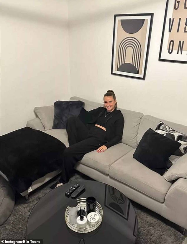 The Man United star also has a grey corner sofa and plush rug, with abstract prints on the walls