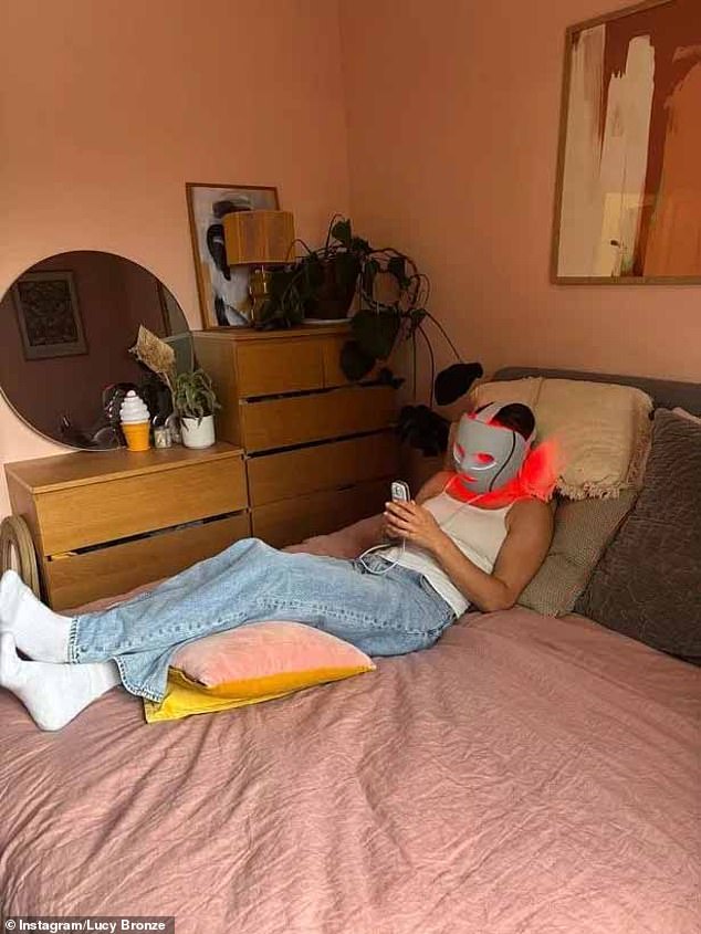 In other posts, she has shared pictures of her recovering in her bedroom which features prints on the walls, plants and a large circular mirror