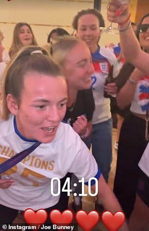 Ella and teammate Lauren Hemp were up until way past 4am, enjoying the celebrations