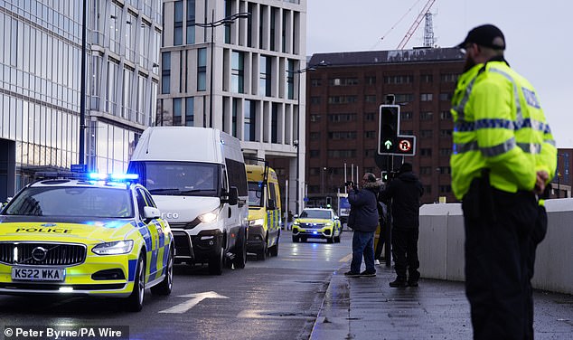 A prison van believed to contain Axel Rudakubana arriving at Liverpool Crown Court for his sentencing