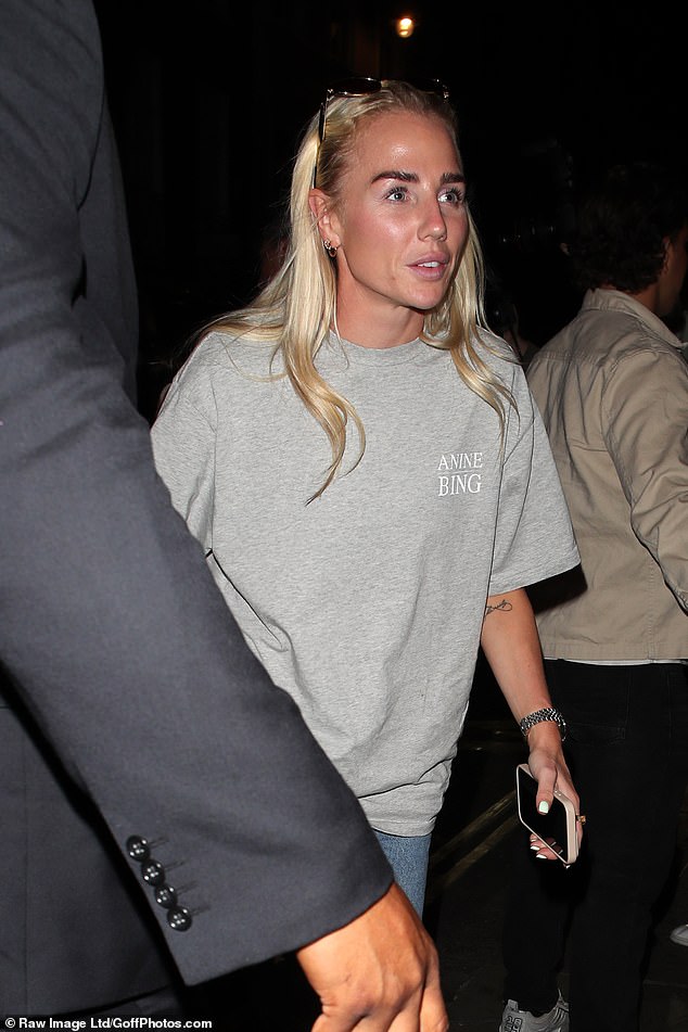 Alex Greenwood arrives at Little Italy in Soho as the team prepared to party the night away