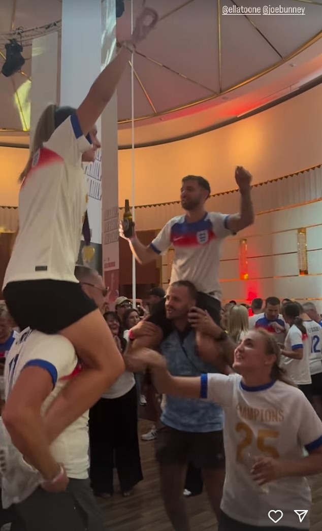 Ella Toone was on someone's shoulders as she danced with Georgia Stanway