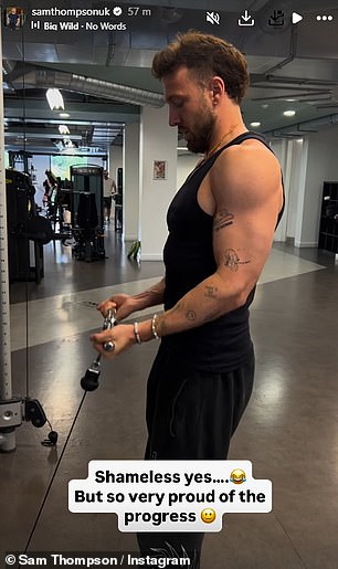 Reality star Sam often shares his gym progress