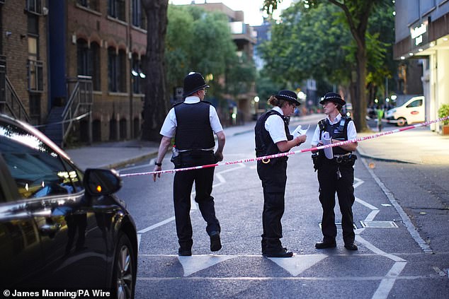 Detective Chief Superintendent Emma Bond of the Met said investigations are underway to discover the full circumstances of the 'shocking incident' (Pictured: Police on the scene)