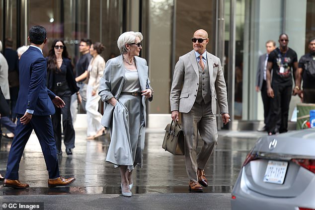 The trio filmed scenes for the Devil Wears Prada sequel several hours prior to the shooting