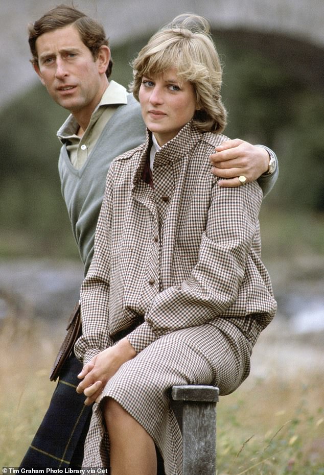 Charles and Diana are pictured during their honeymoon at Balmoral in Scotland