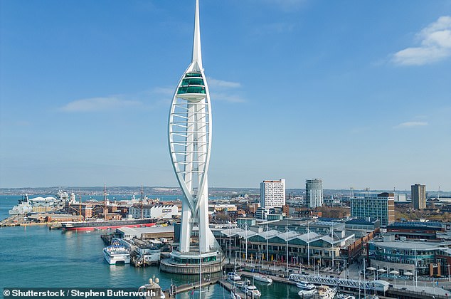 The Spinnaker Tower in Portsmouth, overlooking the Gunwharf Quays with panoramic views