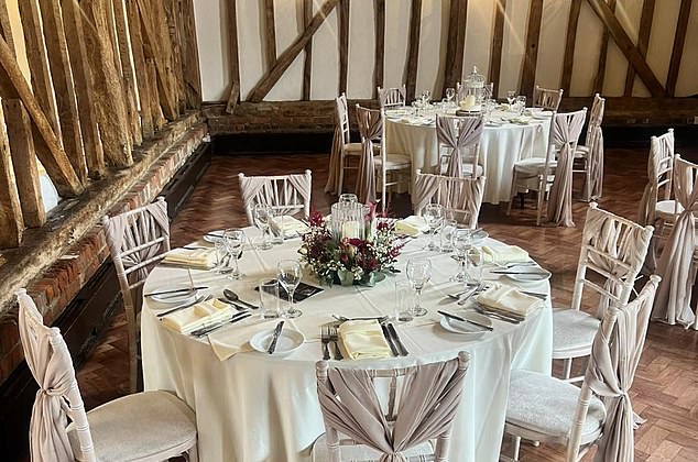 The light oak beams, built from ship timbers, and rosewood floors in the Baronial Hall in Crondon Parl