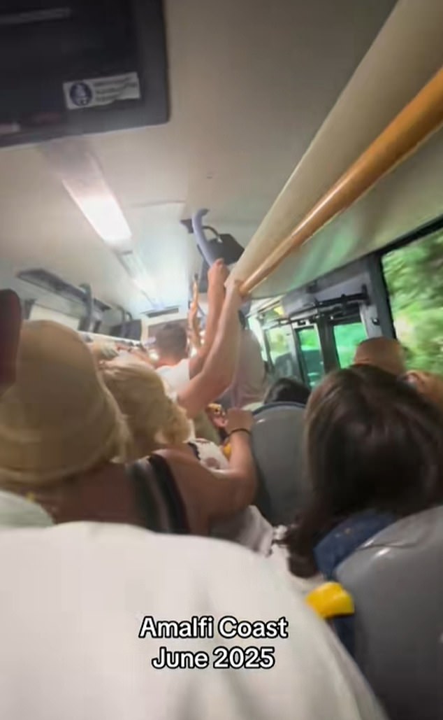 Another holidaymaker took a video of seemingly endless queues for transport on the Amalfi coast, with many passengers having to stand shoulder-to-shoulder for the entire journey