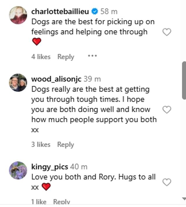 Others also sent their words of support as they flooded the comments