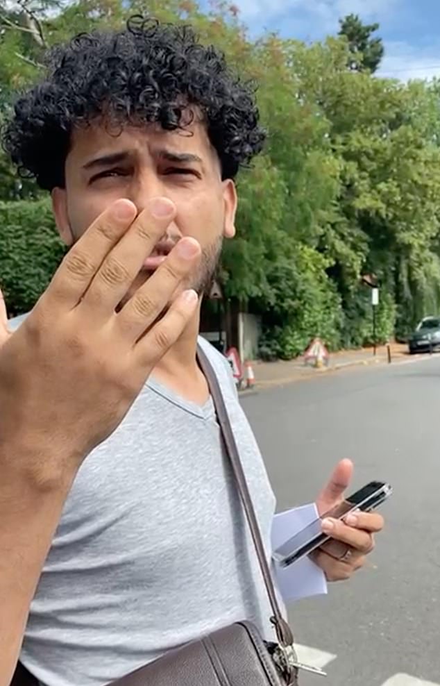 In footage filmed by a passerby Al-Haddad can be seen denying any knowledge of the source of the images