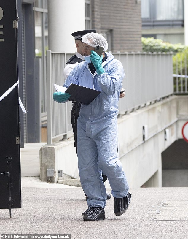 Officers remained at the scene in the London borough of Southwark today