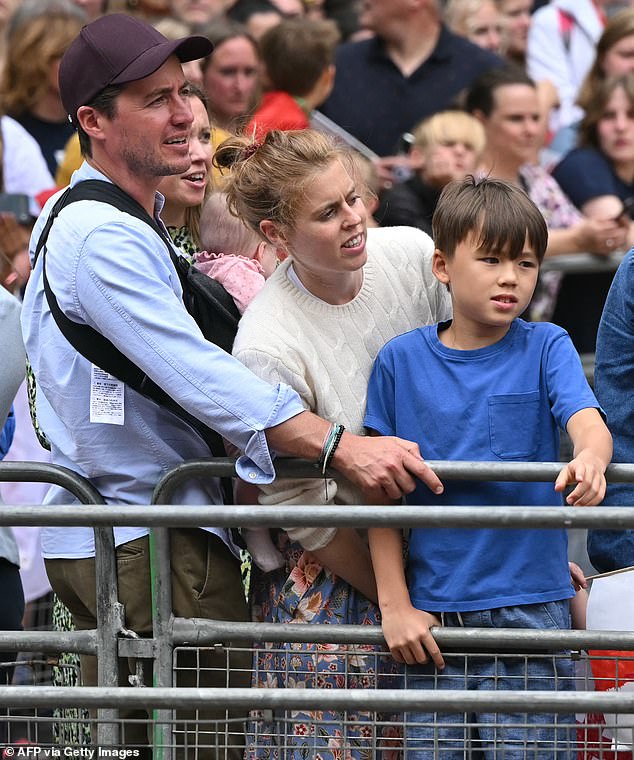 Princess Beatrice and her husband Edoardo Mozzi cheered on the Lionesses with their children, including baby Athena and stepson Christopher (also known as Wolfie)