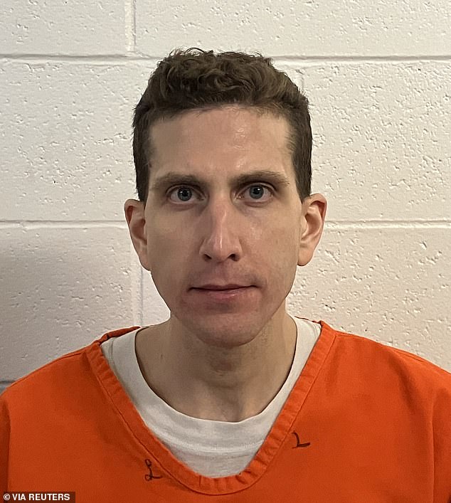 His new mugshot showed him staring hauntingly straight into the camera with a vacant, emotionless expression following his sentencing hearing for killing the students