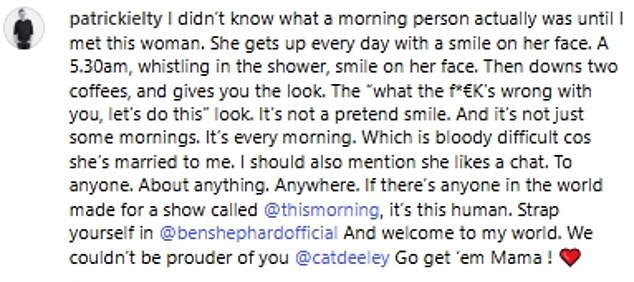 He wrote at the time: 'I didn¿t know what a morning person actually was until I met this woman. She gets up every day with a smile on her face'