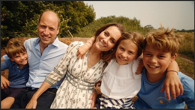 On July 19 stories began to surface in the Greek media of how the Prince and Princess were enjoying the largesse of Sheikh Abdullah bin Zayed Al Nahyan, a prominent member of the UAE royal family. Pictured: the Prince and Princess of Wales with their children in September 2024