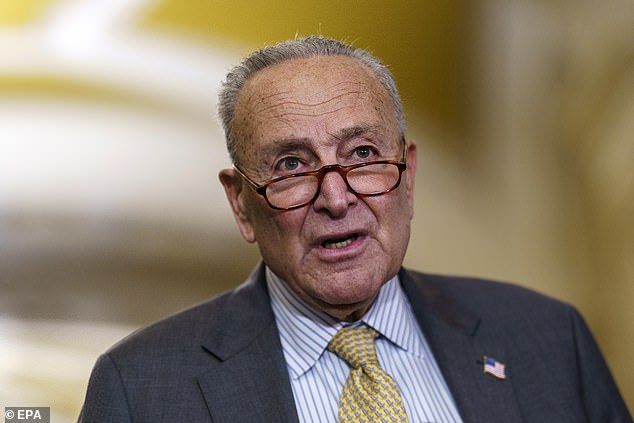 US Senate Minority Leader Chuck Schumer speaks during a press conference at the US Capitol, Washington, DC, USA, 22 July 2025
