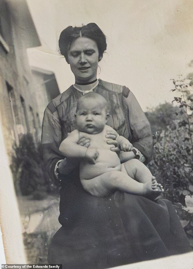 Caroline with one of her baby sons. She was left a widowed single mother