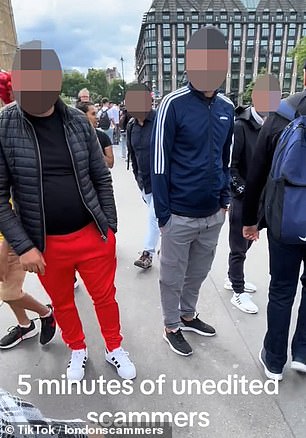 The TikTok video, entitled 'five minutes of unedited scammers', was shared earlier this month