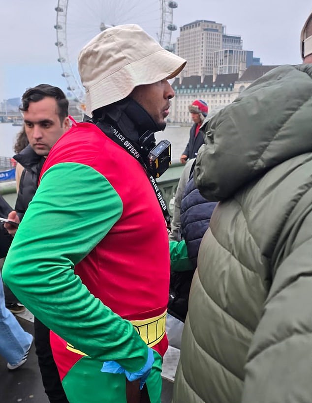 PC Osman dressed as Robin for the inventive operation, which was revealed in April