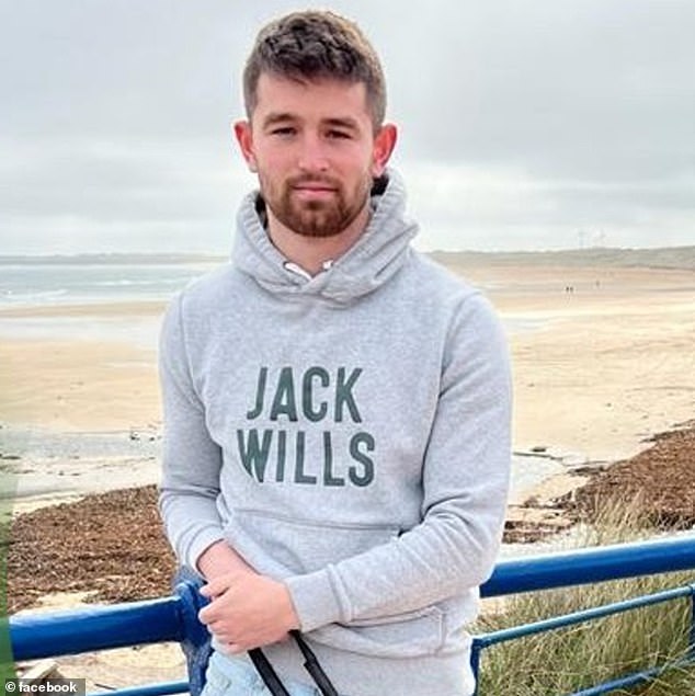The 25-year-old (pictured) died after the Toyota he was driving collided with a Volkswagen on a single carriageway in Lyndon, western Australia, on Sunday morning