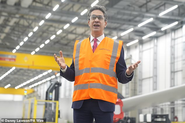 Green fees: Energy Secretary Ed Miliband says Net Zero is supposed to make us richer, but households pay an average of £63 for the Climate Change Levy