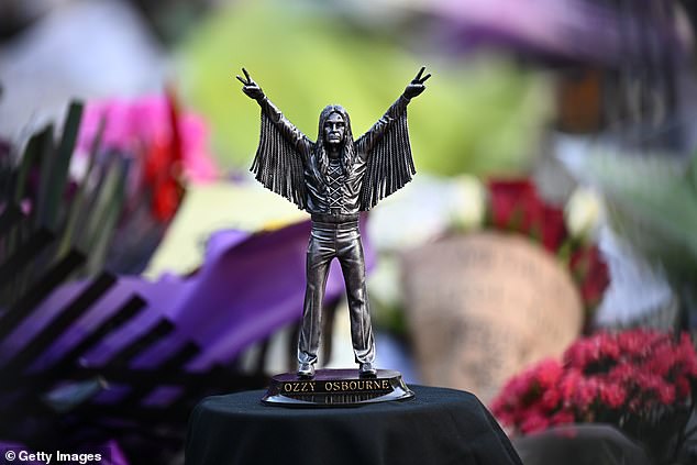 This is among the items placed today in Birmingham ahead of Ozzy Osbourne's funeral