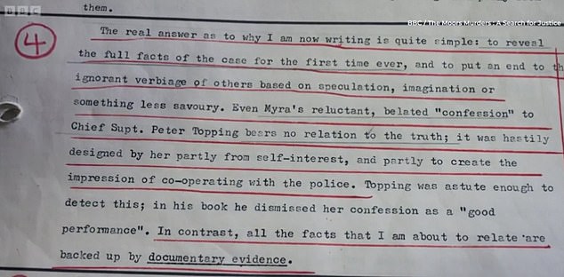 A page from the memoir, as revealed in the BBC's documentary