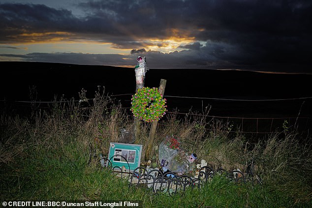 The memorial to Keith Bennett that stands on Saddleworth Moor