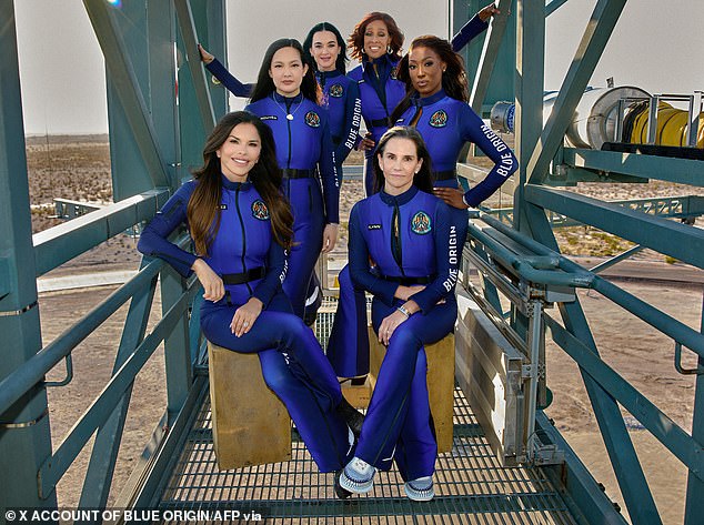 The six-person crew includes Jeff Bezos' fiancé Lauren Sánchez, pop star Katy Perry, CBS Mornings co-host Gayle King, film producer Kerianne Flynn, activist Amanda Nguyen, and former NASA rocket scientist Aisha Bowe