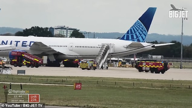 The steps were taken to the aircraft shortly after it landed to allow passengers to leave the plane