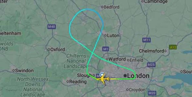 The plane made a U-turn  over Milton Keynes shortly after taking off from Heathrow Airport