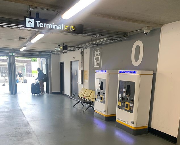 Pictured is a general view of the pay station of the Terminal 2 car park where the chaos unfolded