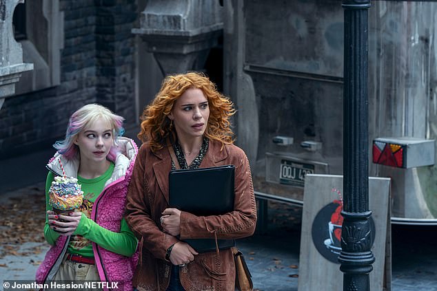 Earlier this week, Netflix unveiled Billie as Isadora Capri - a captivating new character at Nevermore Academy, where she serves as the school's head of music (pictured with Emma Myers)