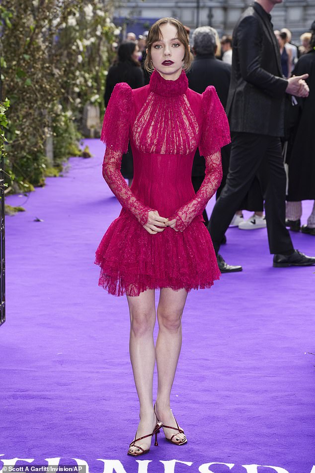 Emma Myers looked incredible in a lace mini dress