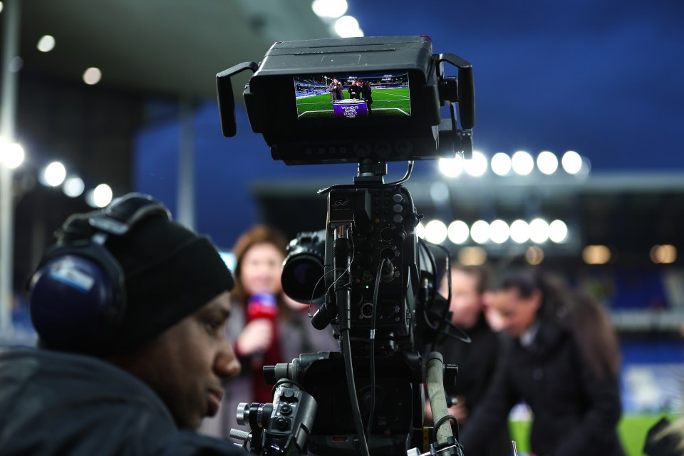 Sky Sports TV camera at a Women's Super League match.