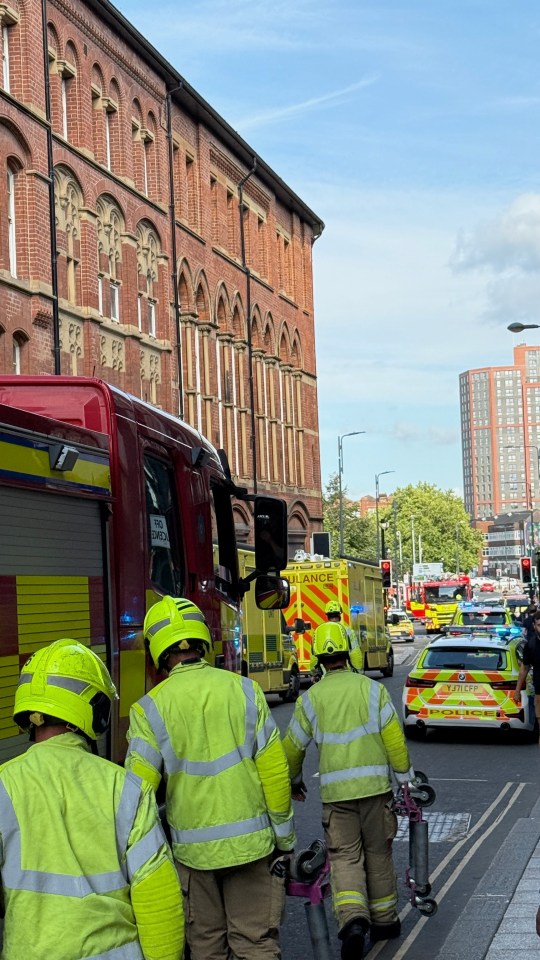 Emergency responders at the scene of a car crash in Leeds.
