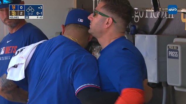 The Venezuelan was consoled by teammates in the Mets dugout shortly afterwards