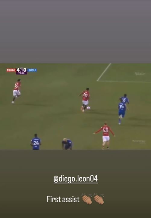 Screenshot of a soccer game showing a first assist.